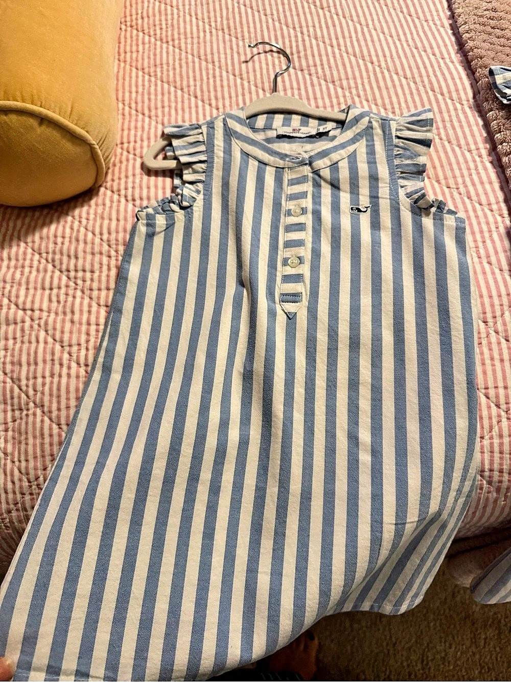 vineyard vines Girls Striped Romper in Blue & White Size 6